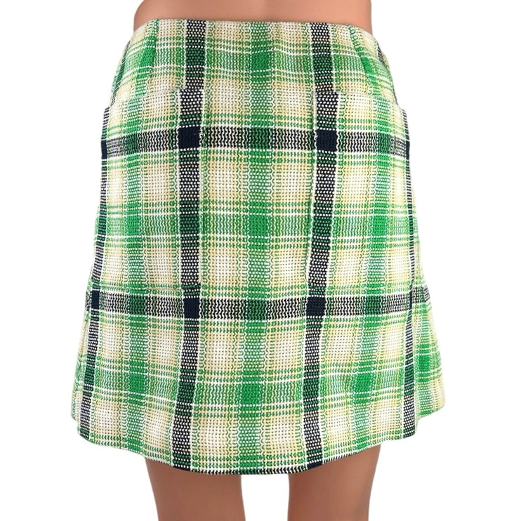 Vintage Women's Multicolor Plaid School Girl A-line Silhouette Mini Skirt Size S