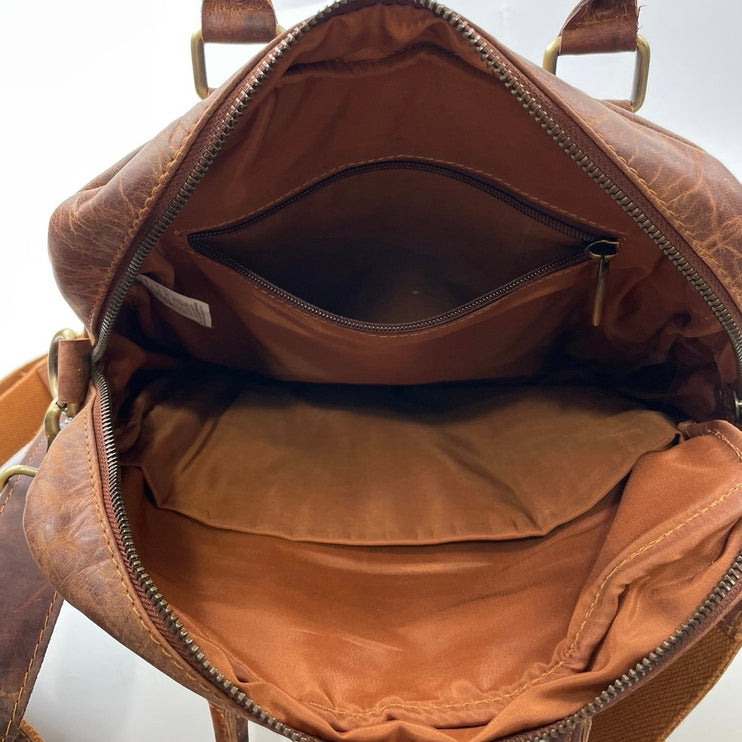 NEW Valenchi Brown Genuine Leather Crossbody Zip Buckle Flap Purse Handbag OS