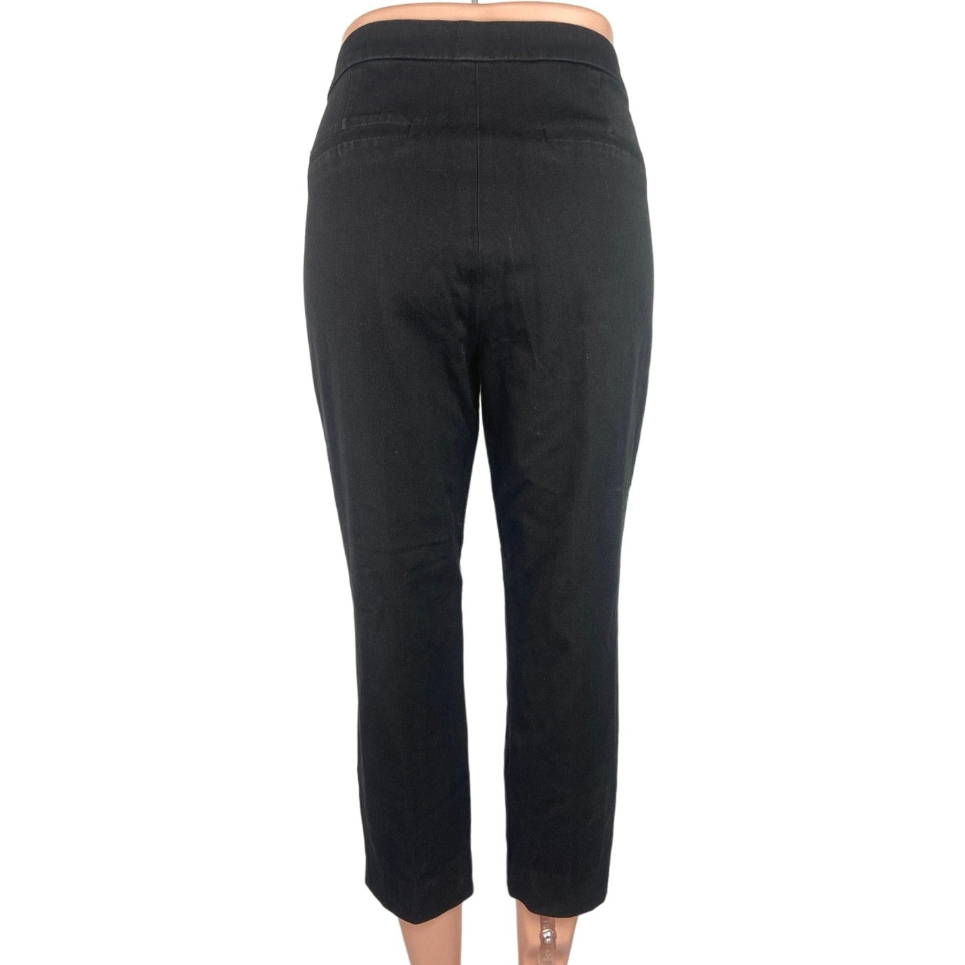 Black Cotton Side Zip Slit Straight Leg Martie Cropped