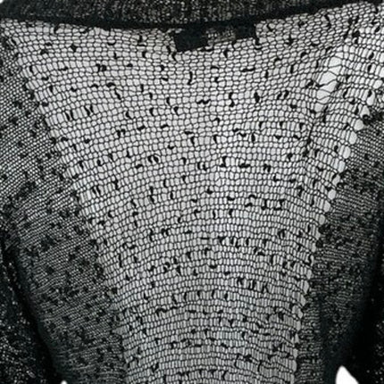 Millau Black Sheer Mesh Lace Long Sleeve Tee T-Shirt Tunic Blouse Sweater Top M