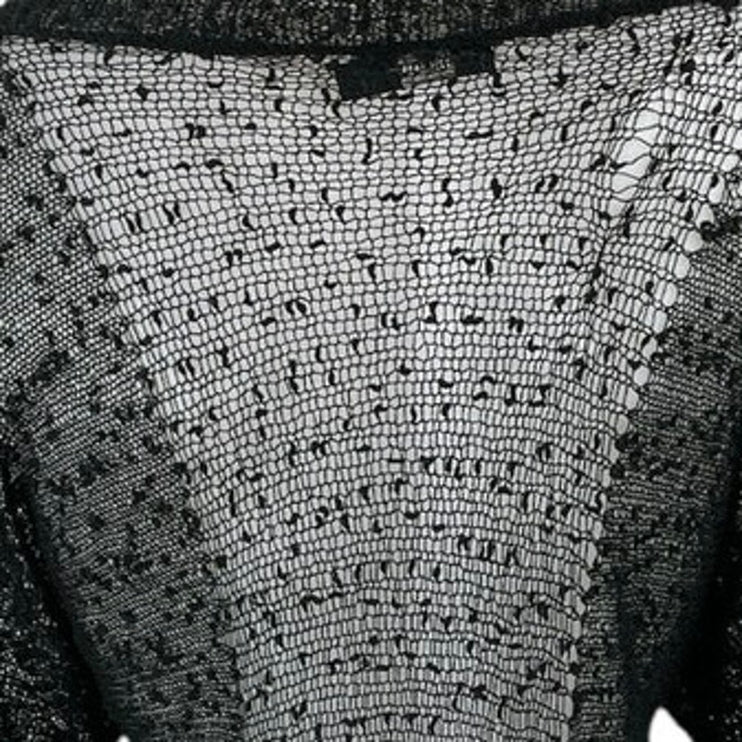 Millau Black Sheer Mesh Lace Long Sleeve Tee T-Shirt Tunic Blouse Sweater Top M