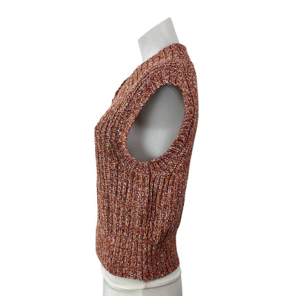Banana Republic Women's Orange White Sleeveless Heathered Knit Sweater Vest Sz M