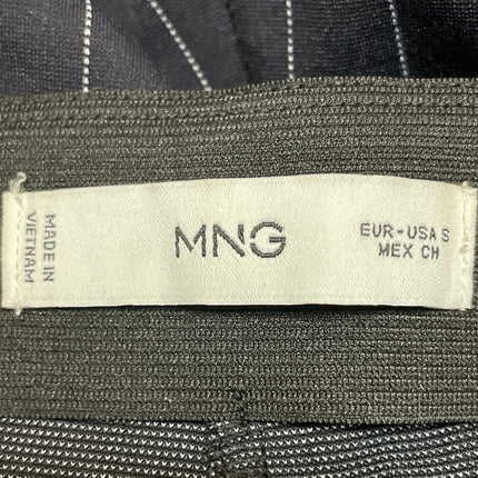 MNG Mango Black Pin Striped High Waisted Straight Leg Trousers Dress Pants Sz S