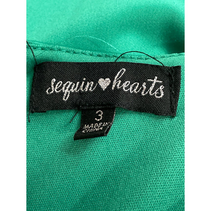 Sequin Hearts Green Silk Satin Cold Shoulder Fit & Flare High Low Dress Size S