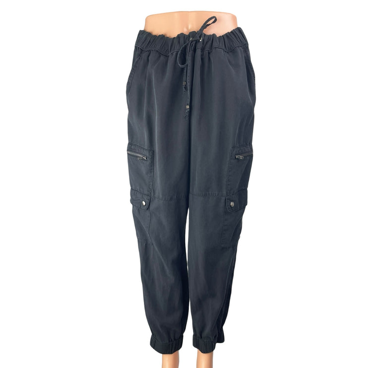 Banana Republic Blue High Waisted Drawstring Tapered Leg Cargo Jogger Pants Sz L