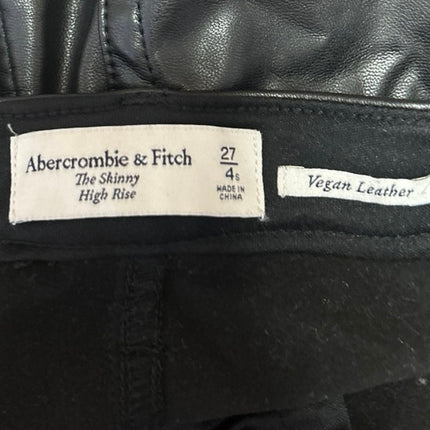 Abercrombie & Fitch Black Vegan Faux Leather Skinny High Rise Trousers Pants 4