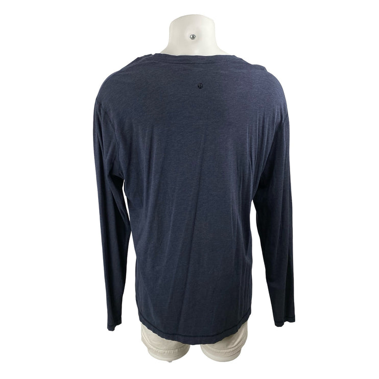 Lululemon Men's Blue V Neck Long Sleeve Sweater Sweatshirt Tee T-Shirt Top Sz XL