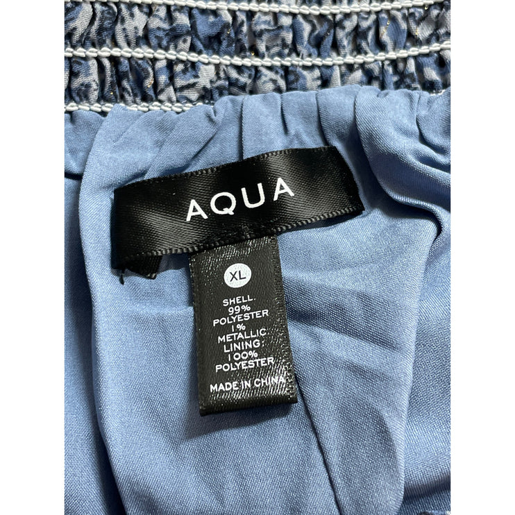 NEW Aqua Women's Blue Floral Sheer Ruffled High Rise Mini A-Line Skort Skirt XL