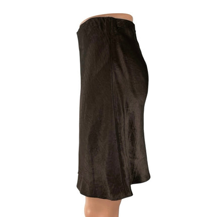 Aritzia Babaton Dark Brown Silk Satin High Waist Elastic Mini Slip Skirt Size 6