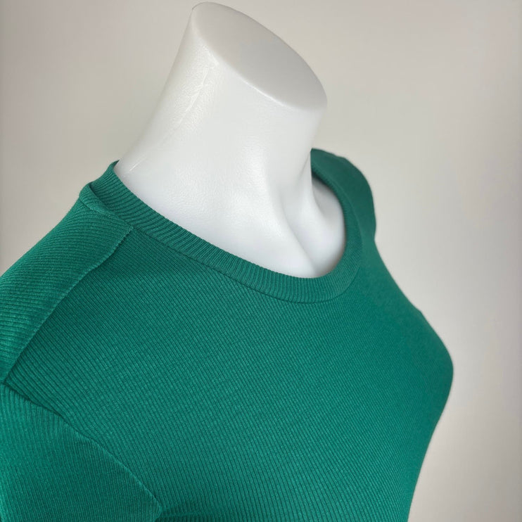 Zara Women's Green Crew Neck Long Sleeve Stretch Fitted Bodysuit Top Size S