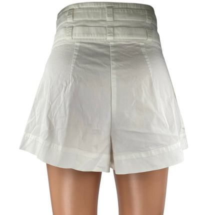 Intermix Womens White Pleated High Waisted Belted Wide Leg Mini Shorts Size 0