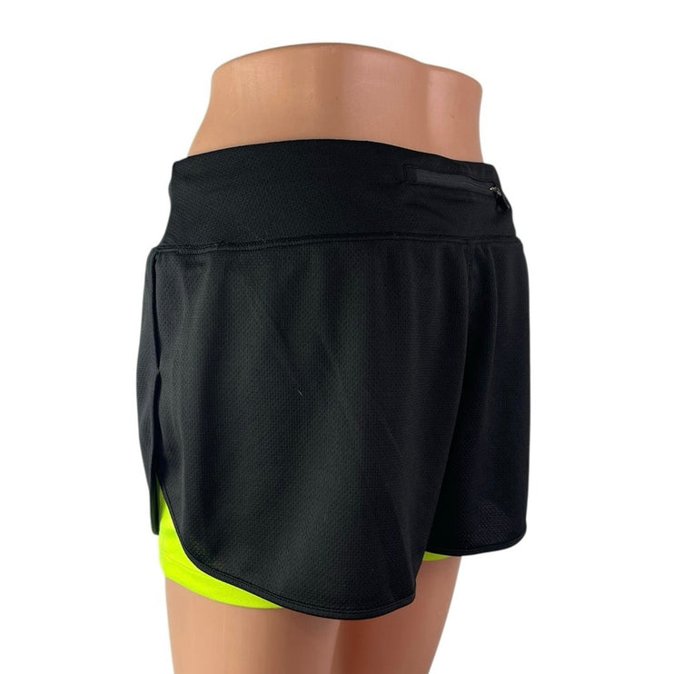 Lauren Ralph Lauren Black Neon Mid Rise Elastic Waist Active Running Shorts Sz M