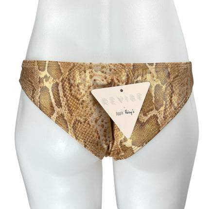 NEW Dippin Daisy's Tan Snakeskin Animal Print Low Waist Bikini Bottom Swimwear S
