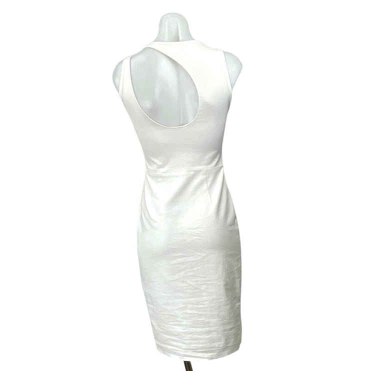 Zara Women's White Sleeveless Open Back Slim Midi Tank Sheath Bodycon Dress XS