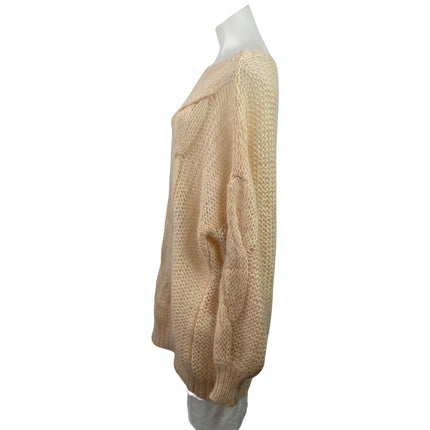 Maje Womens Cream Orange Open Knit Crochet Oversized Long Sleeve Sweater Top 1