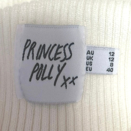 Princess Polly Women's White Turtleneck Rib Knit Long Sleeve Crop Sweater Top 8