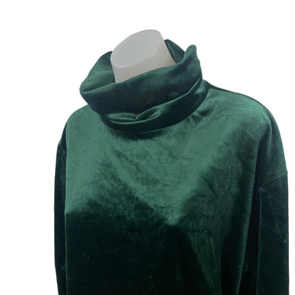 Vintage Laura Tyler Green Velvet Velour Turtleneck Long Sleeve Sweater Top Sz M