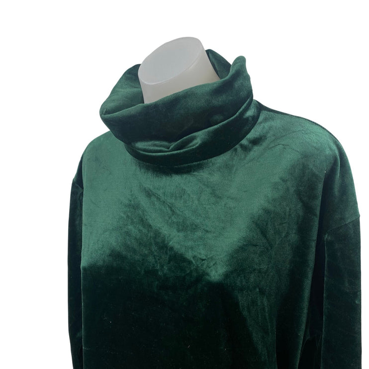 Vintage Laura Tyler Green Velvet Velour Turtleneck Long Sleeve Sweater Top Sz M