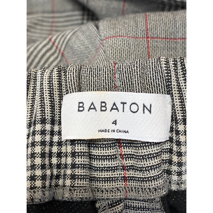 Aritzia Babaton Women's Gray Plaid High Waisted Straight Leg Trousers Pants Sz 4