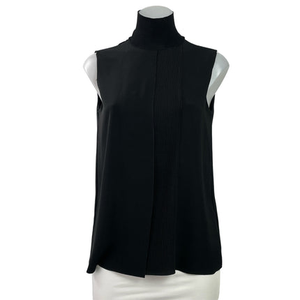 VINCE Women's Black Sleeveless Turtleneck Pleated Sweater Vest Tank Top Size XS