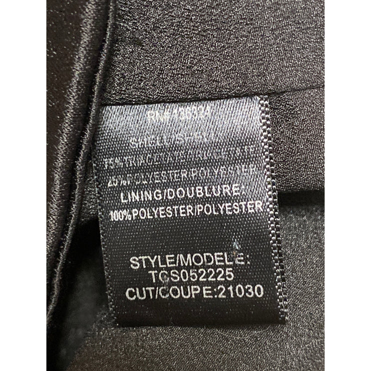 Halston Black Satin Double Breasted Ruched 3/4 Sleeve Blaxzr Coat Jacket Top XS