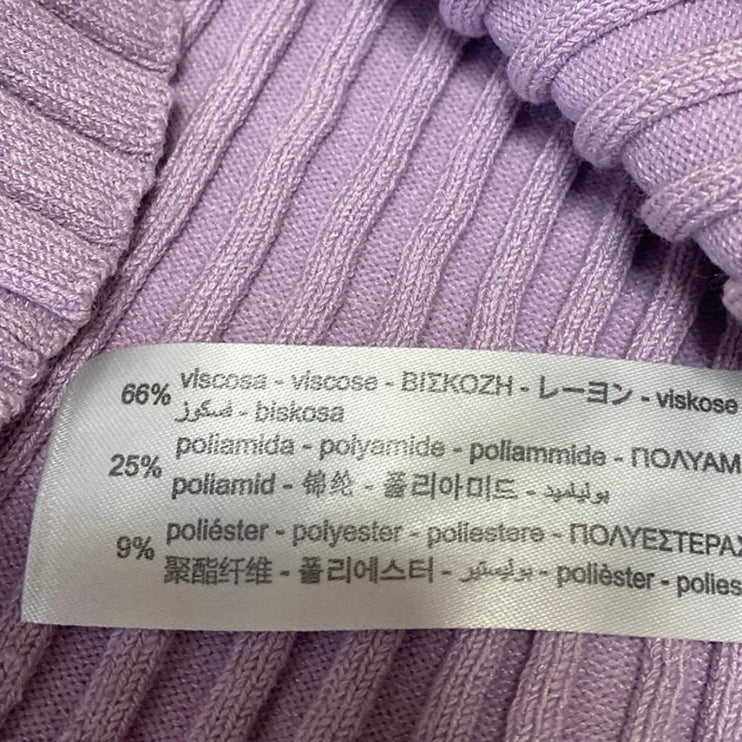 Zara Purple Lilac Ribbed Knit Sleeveless Sculpt V Neck Cami Tank Crop Top Size S