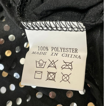 Womens Black Metallic Sequin Embellished Long Sleeve Button Down Shirt Top Sz XL