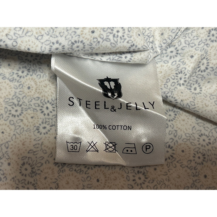 Steel & Jelly Men's White Floral Long Sleeve Button Up Dress Shirt Top Size S