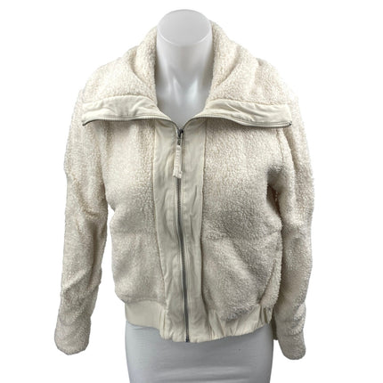 Banana Republic Cream Long Sleeve Full Zip Teddy Sherpa Bomber Jacket Size XS
