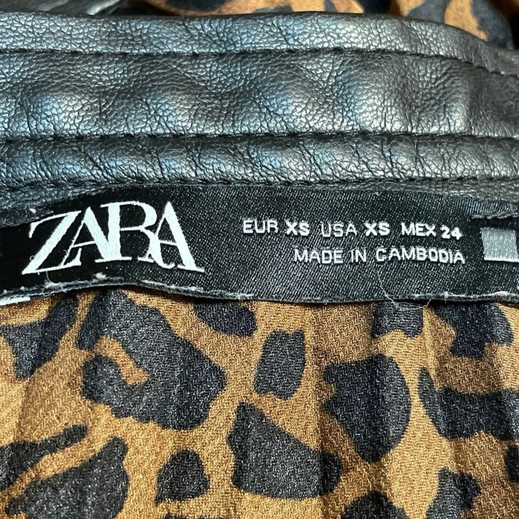 Zara by Kate Middleton Women's Brown Black Leopard Print Pleated Midi Skirts XS