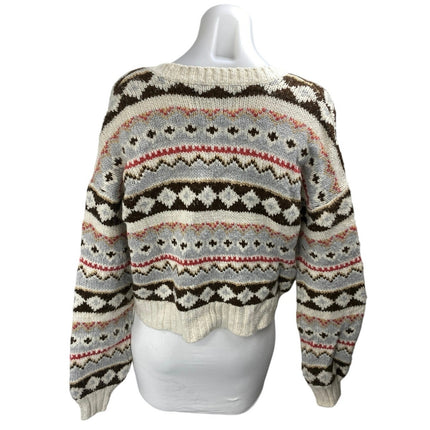American Eagle Multicolor Fair Isle Southwest Button Crop Cardigan Sweater XXS