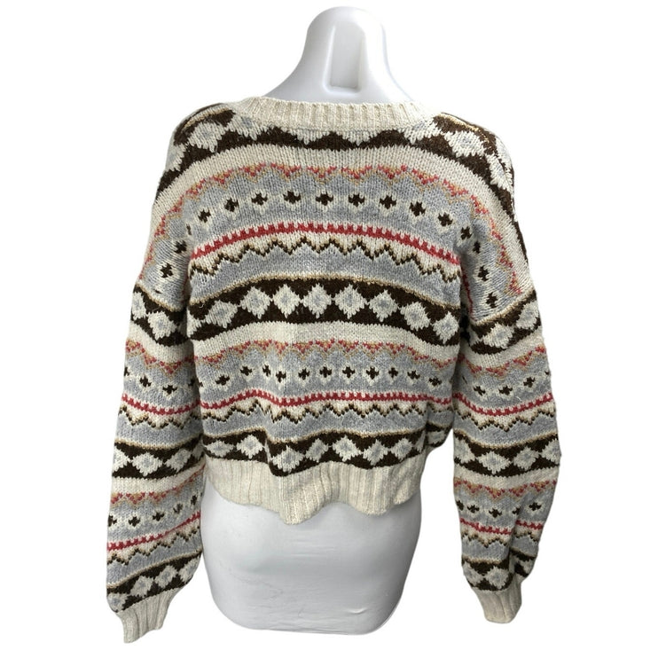 American Eagle Multicolor Fair Isle Southwest Button Crop Cardigan Sweater XXS