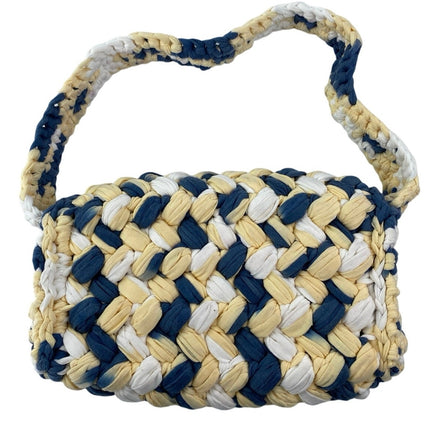 Lele Sadoughi Abalone Blue Yellow Braided Lyle Snap Shoulder Bag Handbag OS