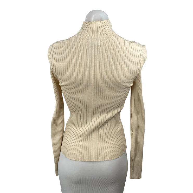 NEW Zara Women's Beige Turtleneck Ribbed Knit Long Sleeve Sweater Top Size M