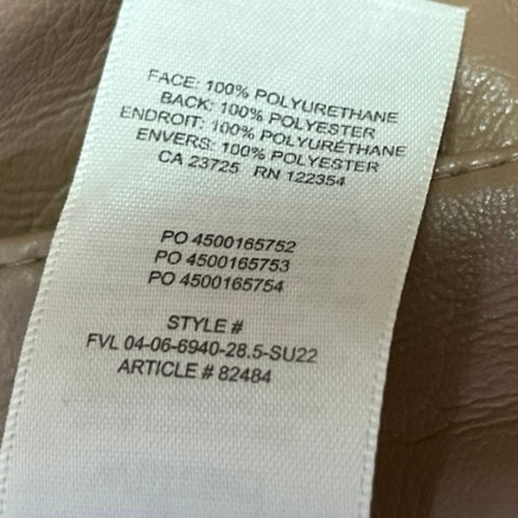 Aritzia Wilfred Women's Tan Faux Leather Vegan High Rise Straight Pants Size 6