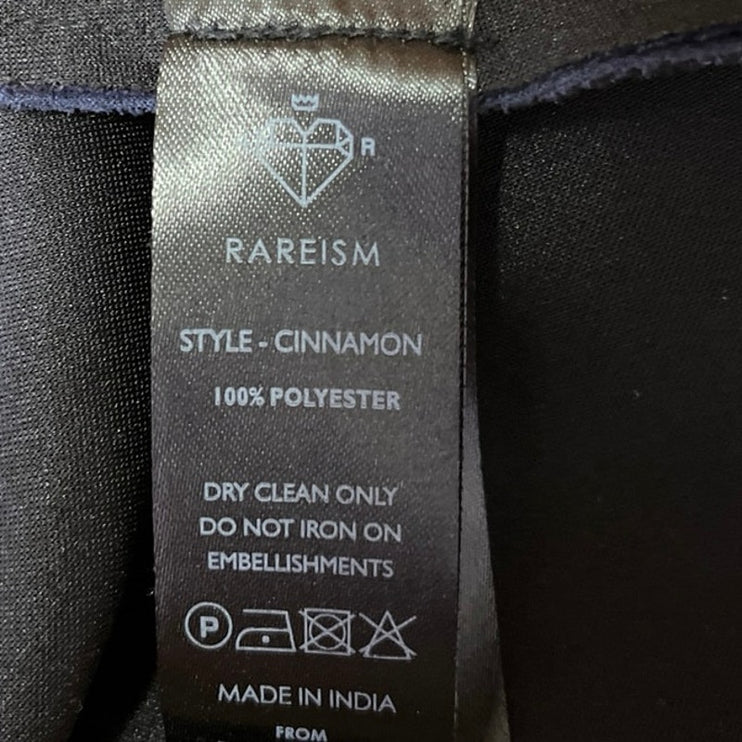Rareism Cinnamon Blue Long Sleeve Shawl Neck Open Front Blazer Coat Jacket Sz M