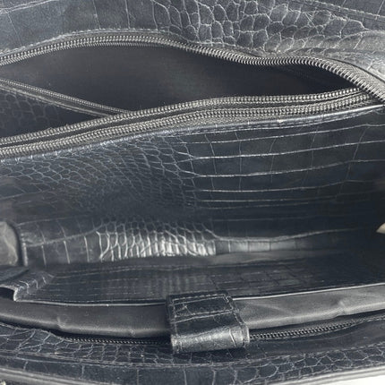 BEIS The Work Tote Large Black Croc Faux Vegan Leather Crosbody Strap Tote Bag