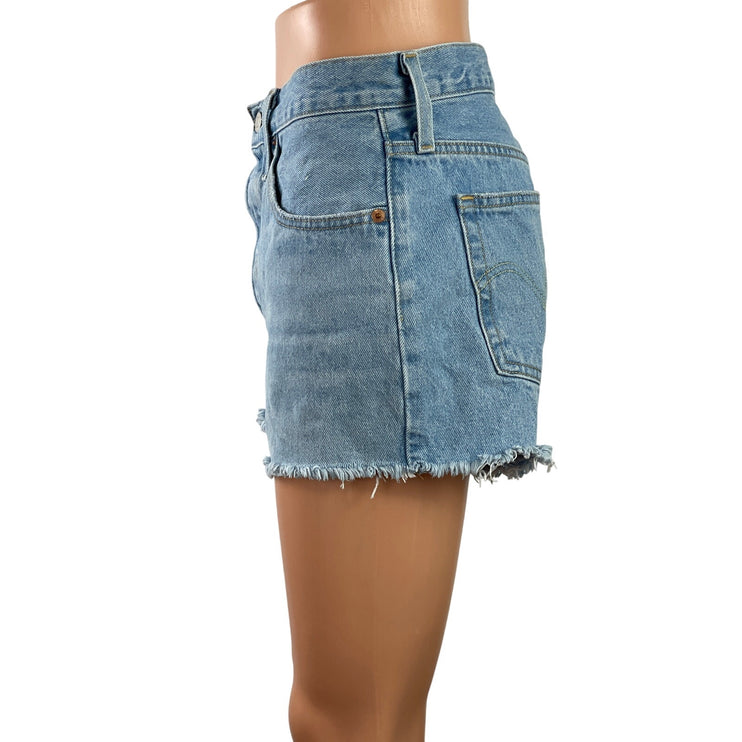 Levi's 501 Women's Blue Medium Wash High Rise Cut Off Denim Jean Shorts Size 27