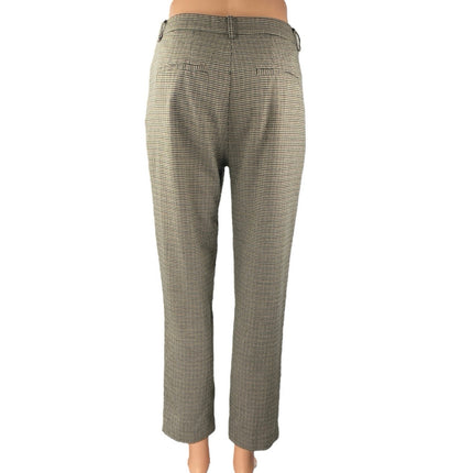 MNG Mango Womens Brown Tan Houndstooth High Waist Trousers Dress Pants Size 4MN