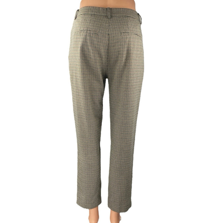 MNG Mango Womens Brown Tan Houndstooth High Waist Trousers Dress Pants Size 4MN