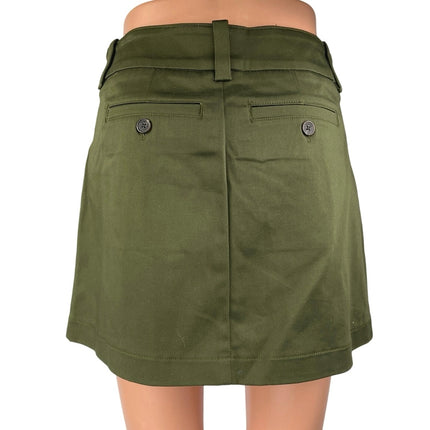 Aritzia Sunday Best Women's Green Khaki Pleated Zipper Mini A-Line Skirt Size 4