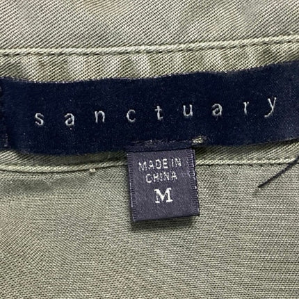 Sanctuary Army Girl Green Belted Long Sleeve Button Down Denim Shirt Dress Sz M