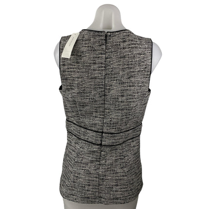 NEW Ann Taylor Black Tweed Sleeveless Back Zip Peplum Blouse Tunic Tank Top Sz M
