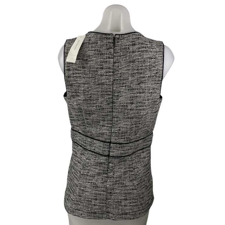 NEW Ann Taylor Black Tweed Sleeveless Back Zip Peplum Blouse Tunic Tank Top Sz M