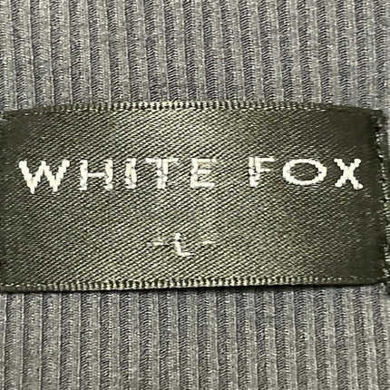 White Fox Women's Dark Gray Ribbed Knit Full Zip Long Sleeve Crop Top Size L