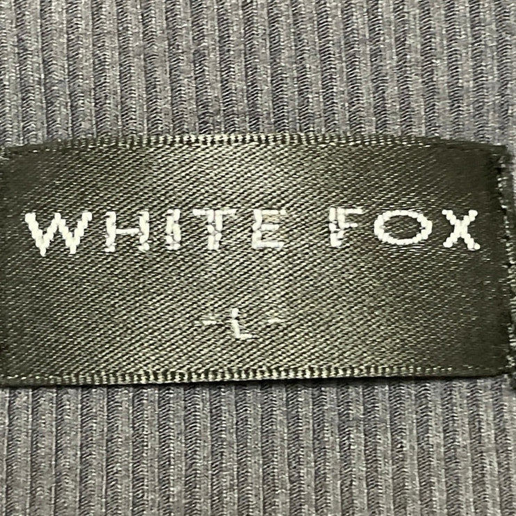 White Fox Women's Dark Gray Ribbed Knit Full Zip Long Sleeve Crop Top Size L