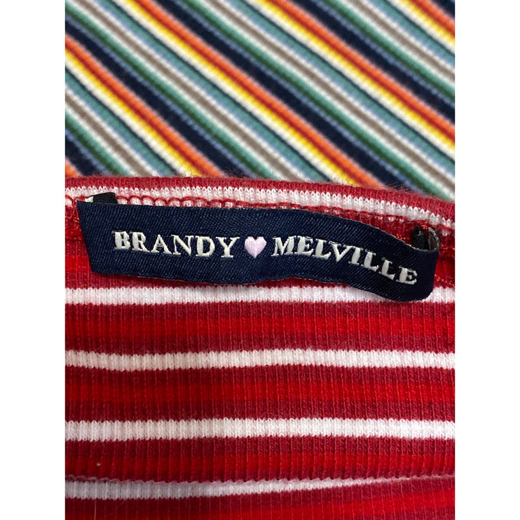 Lot of 2 Brandy Melville Striped Red Multicolor Tube Bandeau Crop Top Size S
