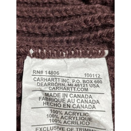 Carhartt Women's Brown Ribbed Knit Logo Cuffed Snow Bonnet Beanie Size OS