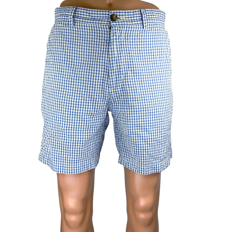 Vineyard Vines Men's Blue Plaid Gingham Bermuda Golf Chino Khaki Shorts Size 30