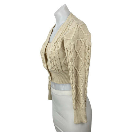 Forever 21 Womens Beige Cable Knit Tube Bralette Long Sleeve Crop Cardigan Set S